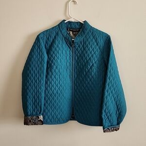 Briggs New York paisley lined quilted lightweight jacket full zip women's LP